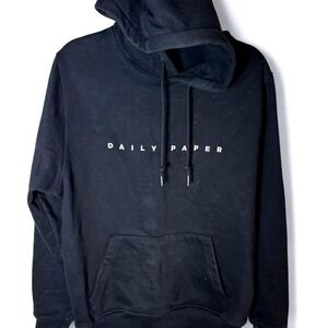 Daily Paper Mens Black Logo Embroidered Hoodie Sweatshirt Size M Streetwear